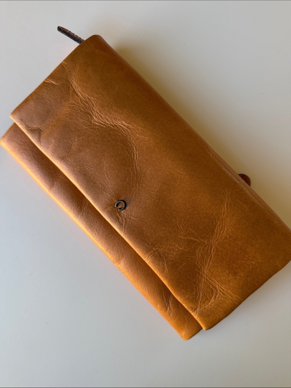 Women's Foldover Leather Wallet in Cognac Brown